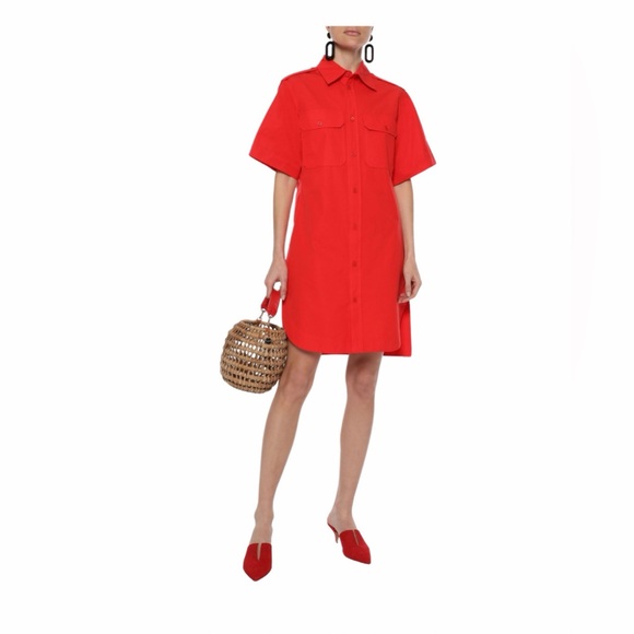 Marni Vibrant Red Button-Down Shirt Dress